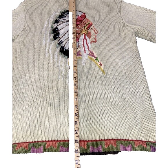 Storybook Knits Ramie Vintage Chief Native Western Cardigan Sweater, Size M - Picture 9 of 15